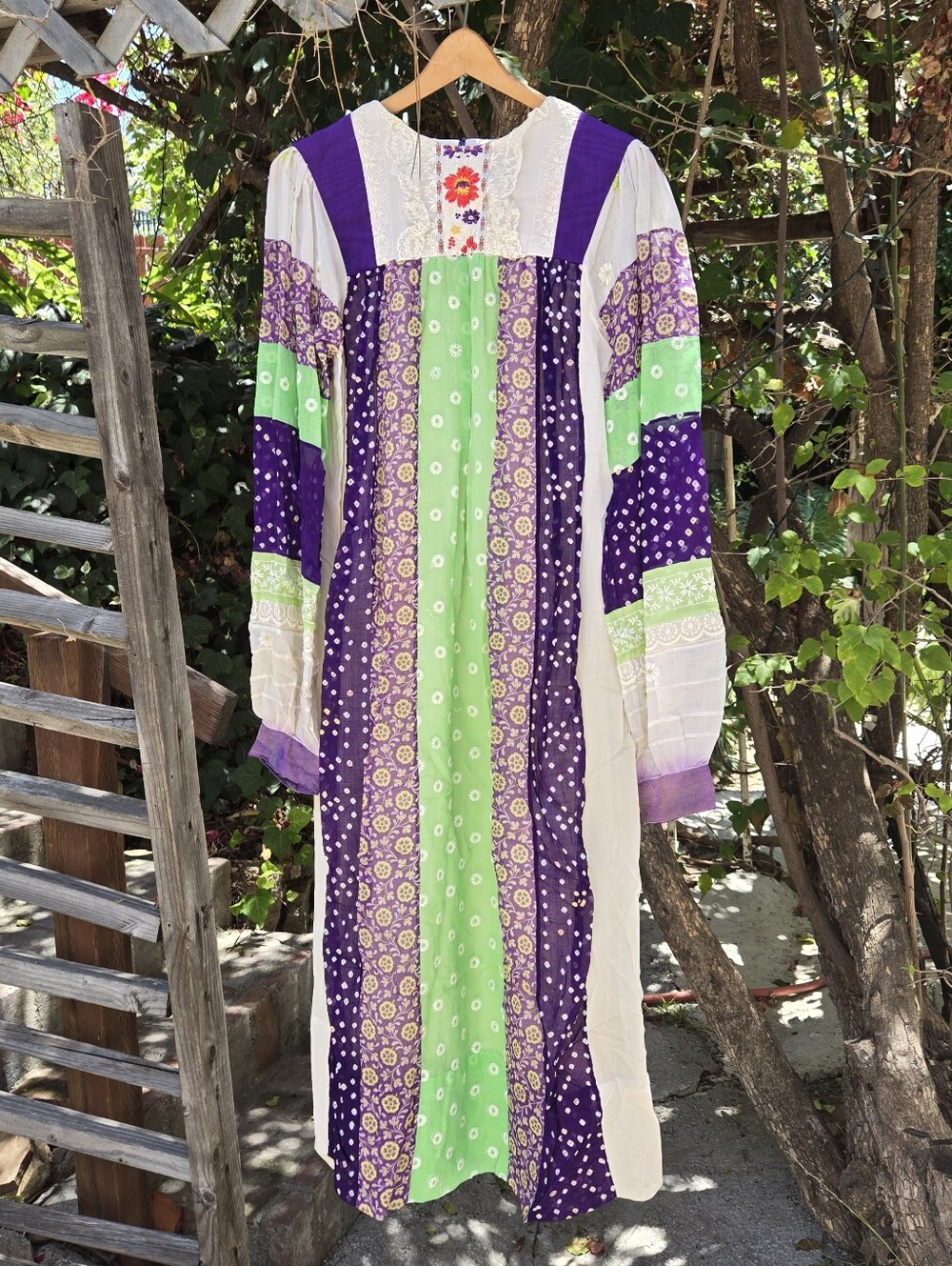 Vintage 70s Folk Bohemian Dress S